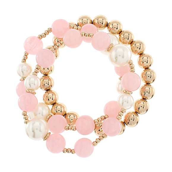 3 Row Pearl & Marble Ball Beads Bracelet - Picture 3 of 5